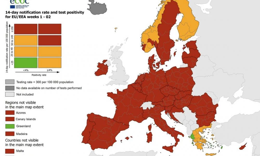Όλη η Ευρώπη στο "κόκκινο" αλλά η Ελλάδα πρασινίζει!